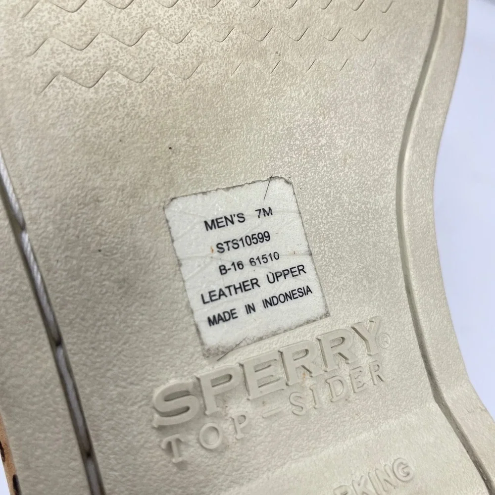 Sperry Top-Sider Mens 7M Authentic Original Tan Perforated Leather Boat Shoes